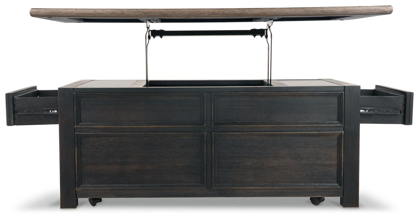 Tyler Creek Coffee Table and 2 End Tables with Console - Grayish Brown/Black  (T736-SI) - Image 20
