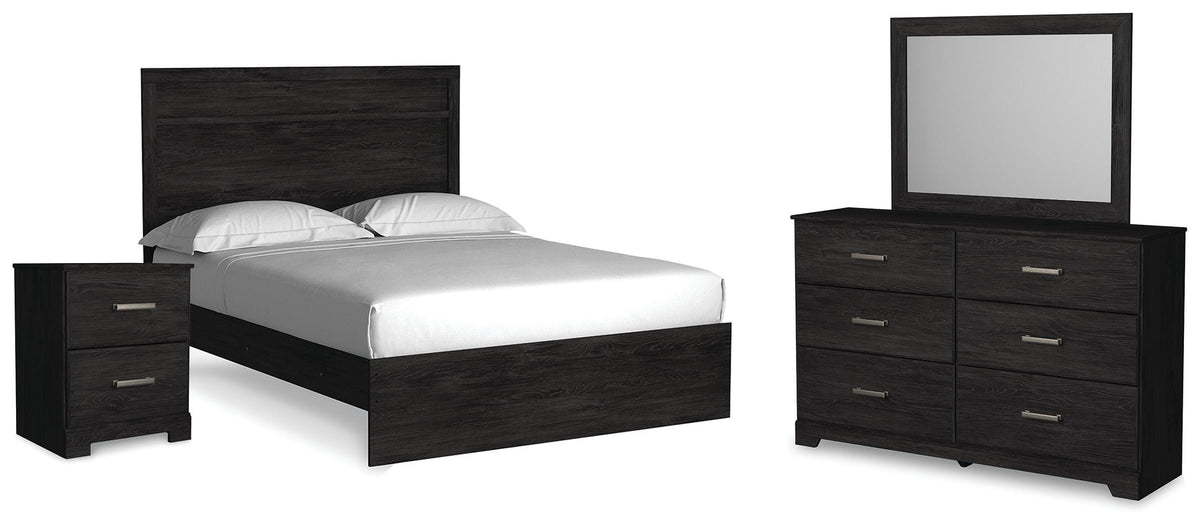 Belachime Panel Bed, Dresser, Mirror, and Nightstand - Charcoal  (B2589-SI)