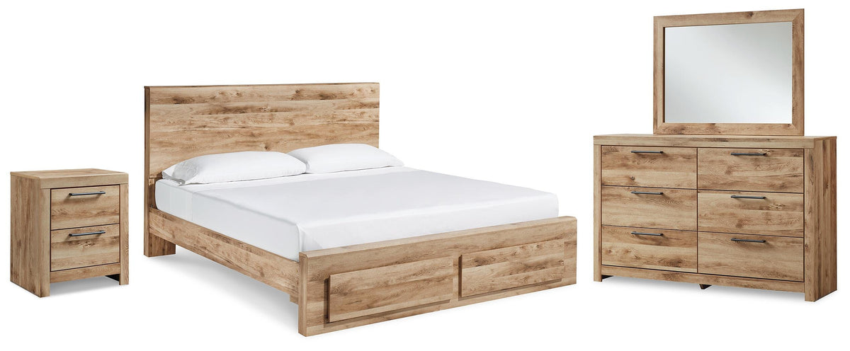 Hyanna Panel Storage Bed, Dresser, Mirror and Nightstand - Tan Brown  (B1050-SI)