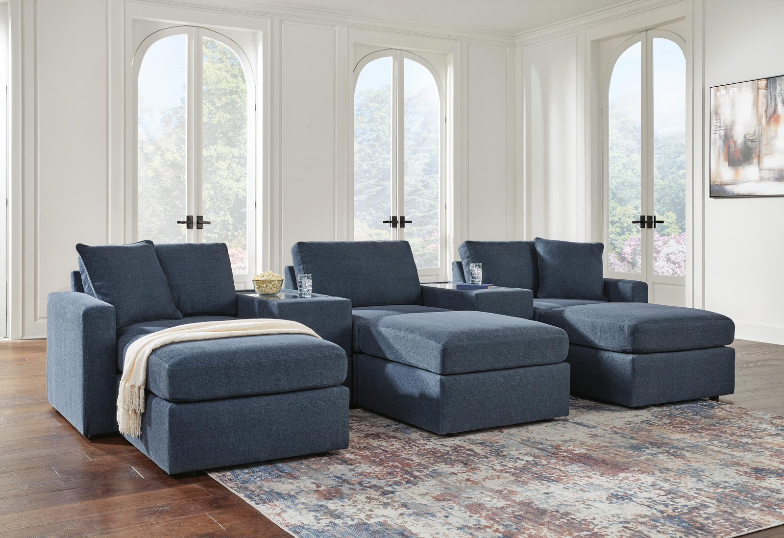 Modmax 5-Piece Sectional and 3 Ottomans (92121-SI) - Image 3
