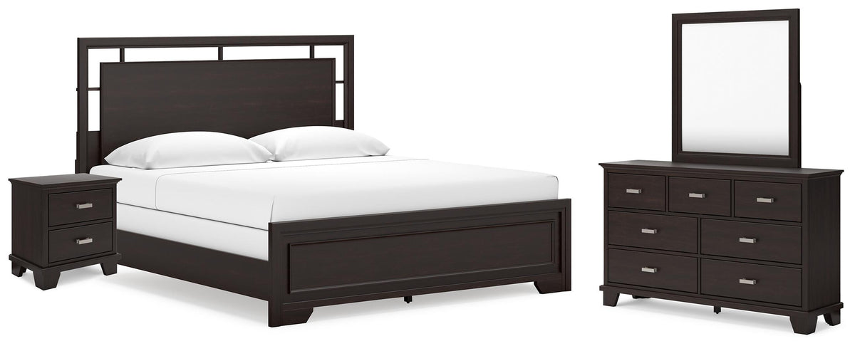 Covetown Panel Bed, Dresser, Mirror and Nightstand - Dark Brown  (B441-SI) - Image 2