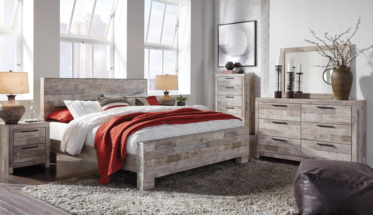 Effie Panel Bed - Whitewash  (B255-SI) - Image 3