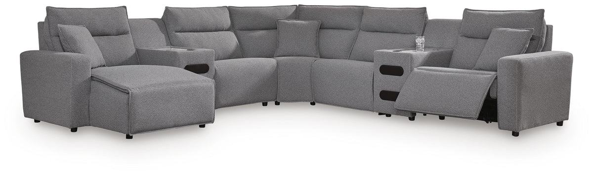Modmax II 7-Piece Power Reclining Sectional with Chaise and Audio Consoles (65906-SI)