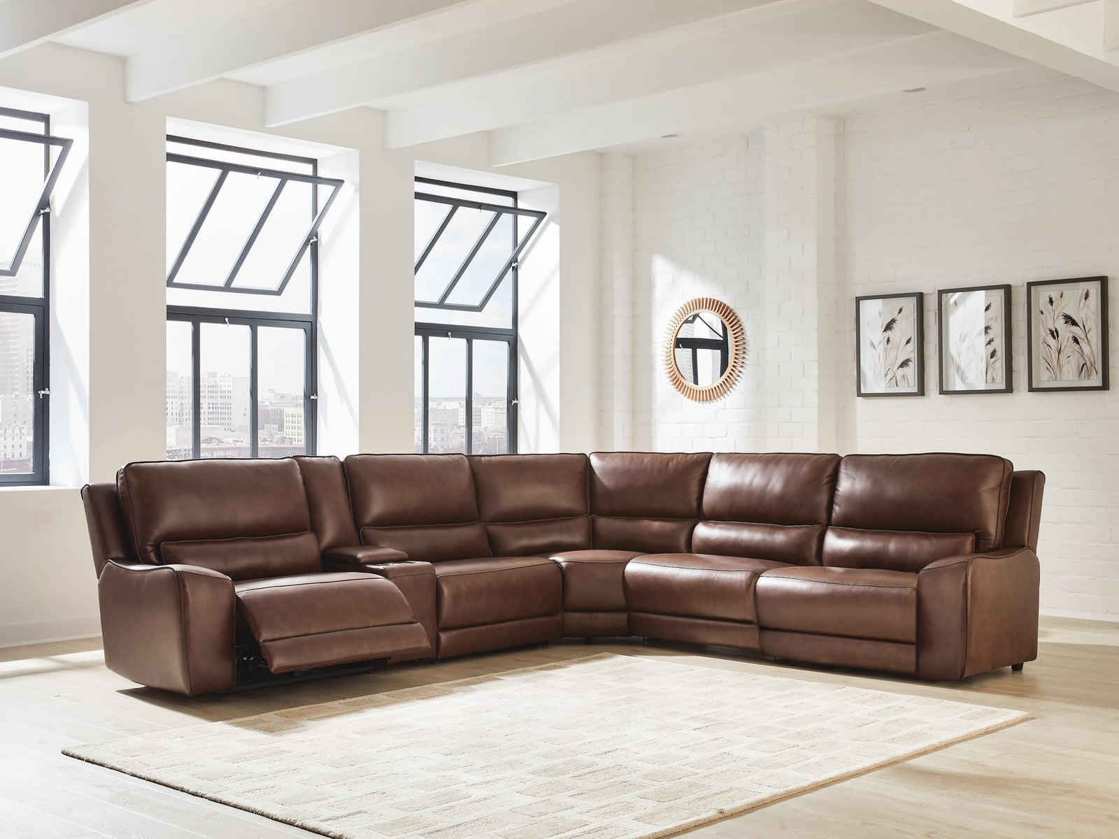 DeepWakes 6-Piece Reclining Sectional with Storage Console (PCU62607-SI) - Image 2
