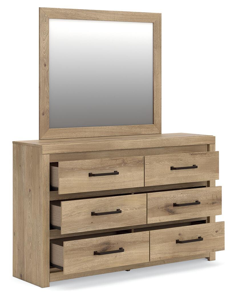 Brozmont Panel Platform Bed, Dresser and Mirror (B1045-SI) - Image 4