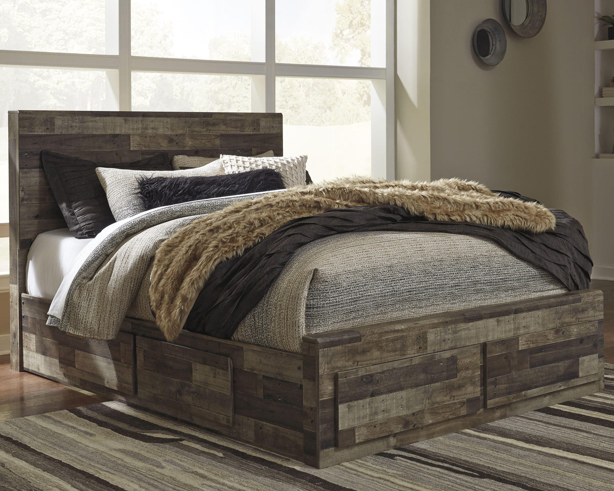 Derekson Panel Bed with 4 Storage Drawers - Multi Gray  (B200-SI) - Image 2