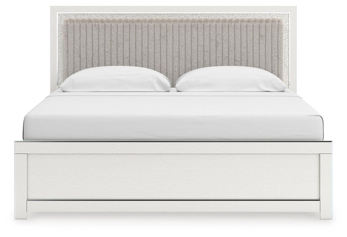 Zuraleus King Upholstered Panel Bed, Dresser, Mirror and Nightstand (PCB3381-SI) - Image 9