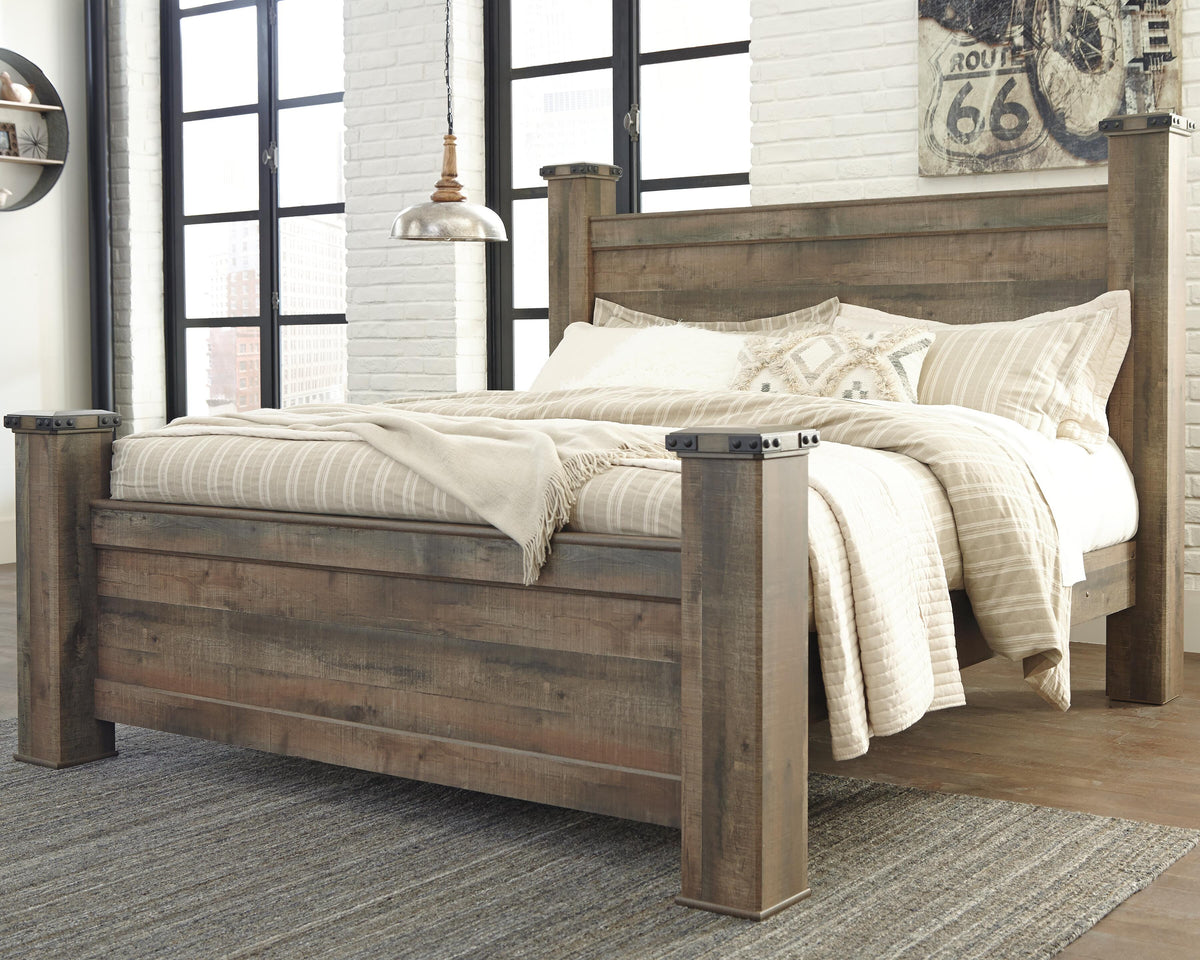 Trinell Poster Bed, Dresser, Mirror and Nightstand - Brown  (B446-SI) - Image 4