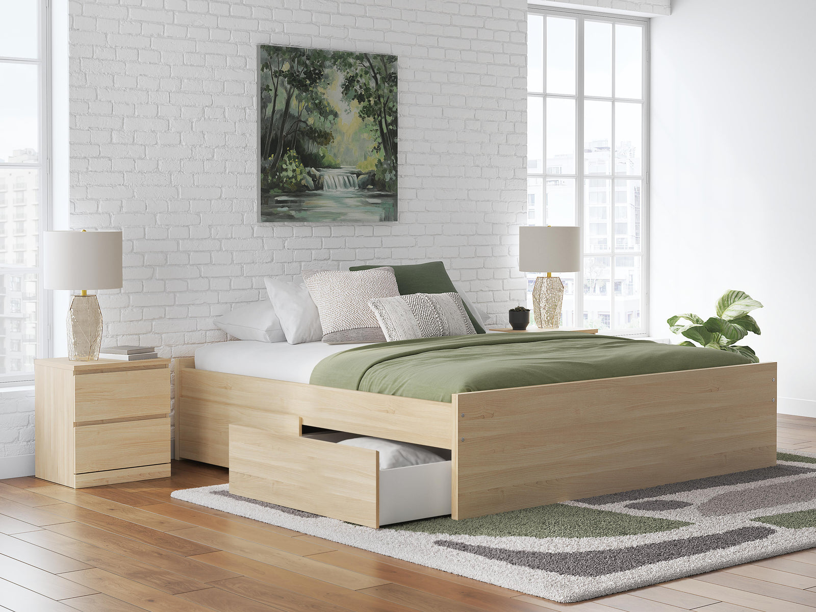 Onita Platform Bed with 1 Side Storage - Natural  (EB9632-SI) - Image 7