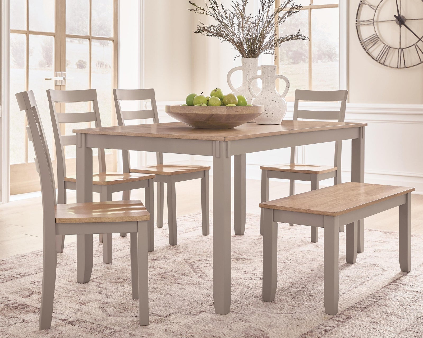 Harperfeld Dining Table and 4 Chairs and Bench (Set of 6) (PCD403-SI) - Image 4