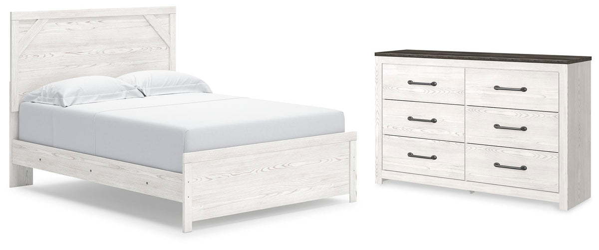Gerridan Panel Bed and Dresser - White/Gray  (B1190-SI)