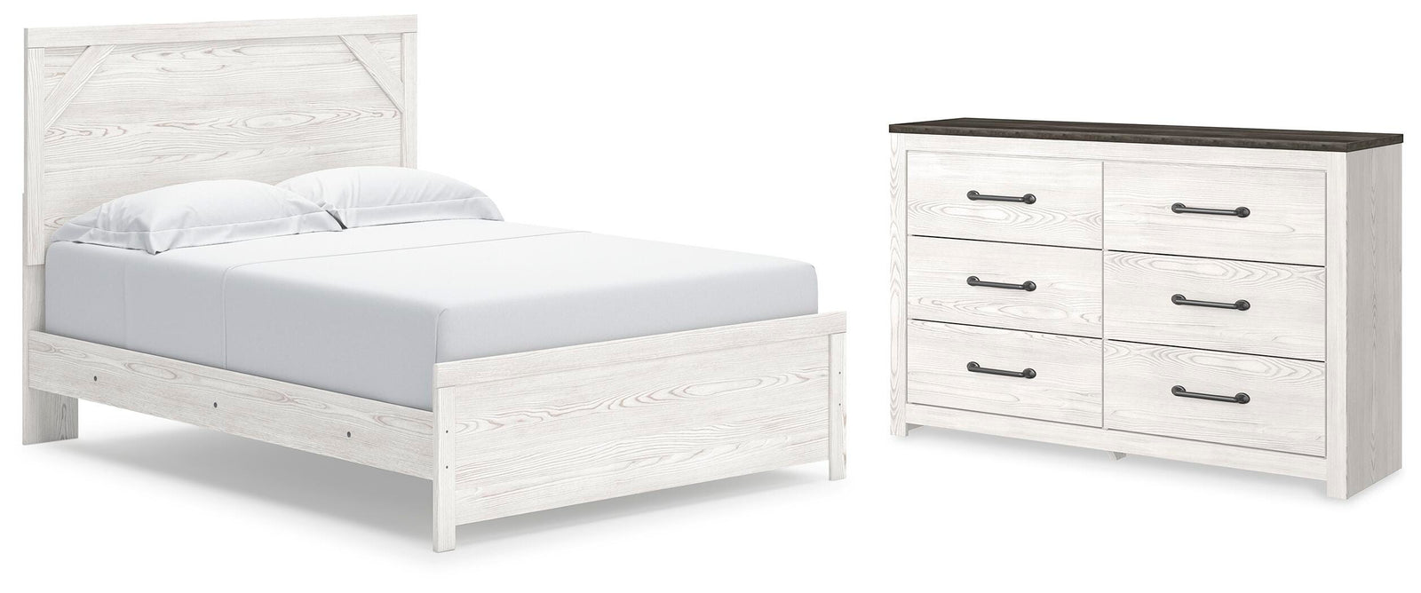 Gerridan Panel Bed and Dresser - White/Gray  (B1190-SI)