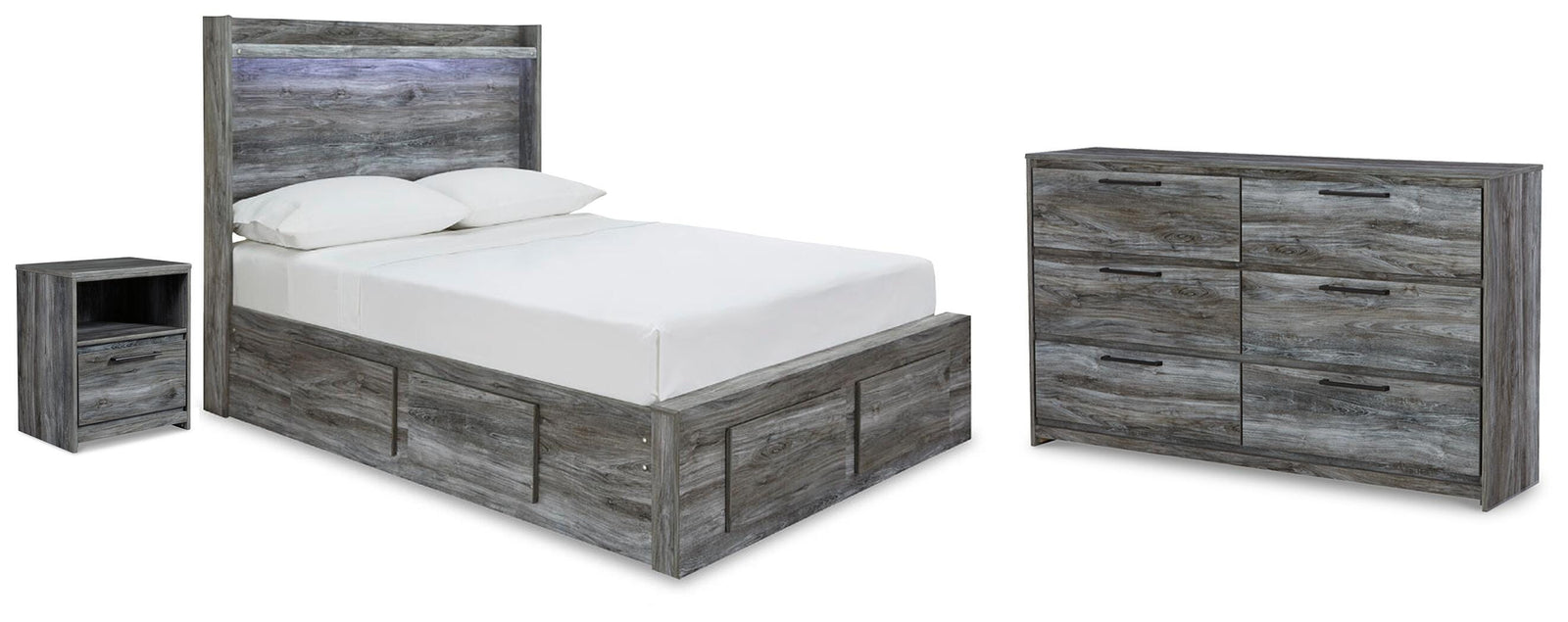 Baystorm Panel Storage Bed, Dresser and Nightstand - Gray  (B221-SI)