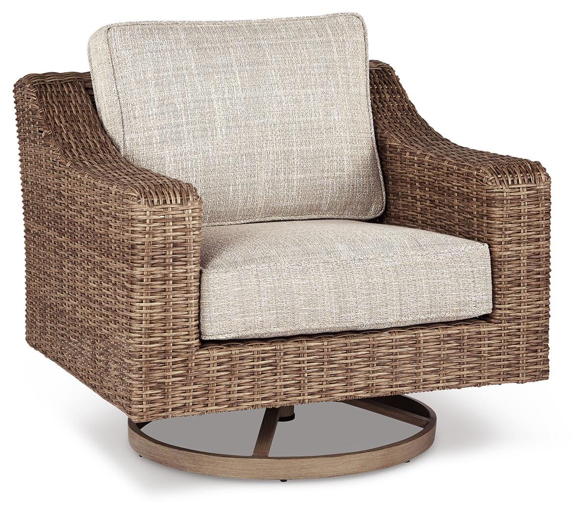 Beachcroft 4-Piece Outdoor Sectional, 2 Arm Chairs, Lounge Chair and Bench (P791-SI) - Image 9