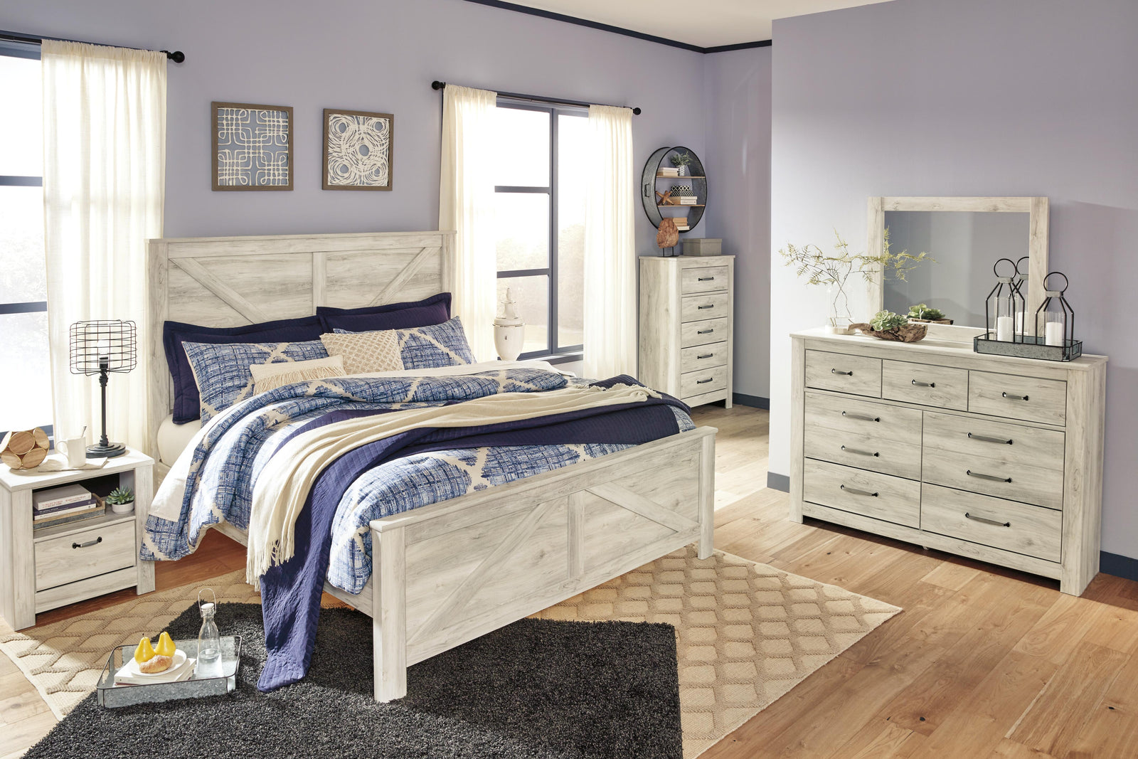 Bellaby Crossbuck Panel Bed - Whitewash  (B331-SI) - Image 3