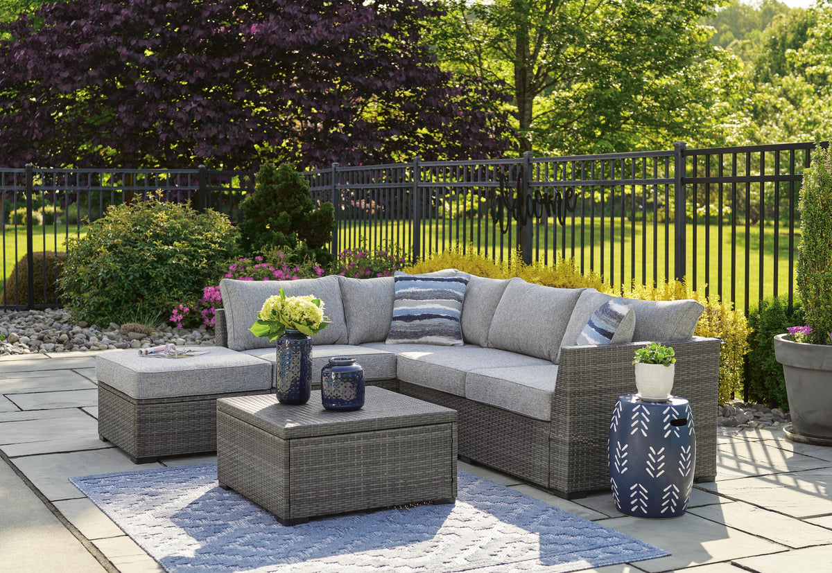 Petal Road Outdoor Loveseat Sectional/Ottoman/Table Set (Set of 4) (P297-SI) - Image 5