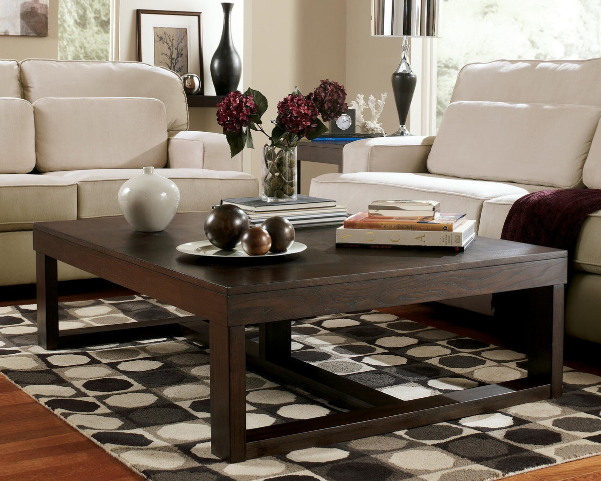 Watson Coffee Table and 2 End Tables with Console - Dark Brown  (T481-SI) - Image 8