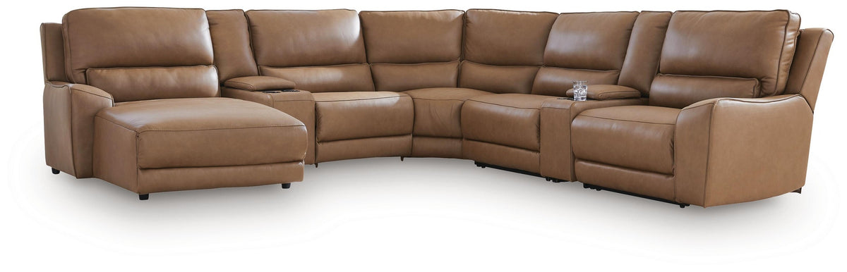 DeepWakes 7-Piece Reclining Sectional with Chaise and Storage Consoles (PCU62606-SI)