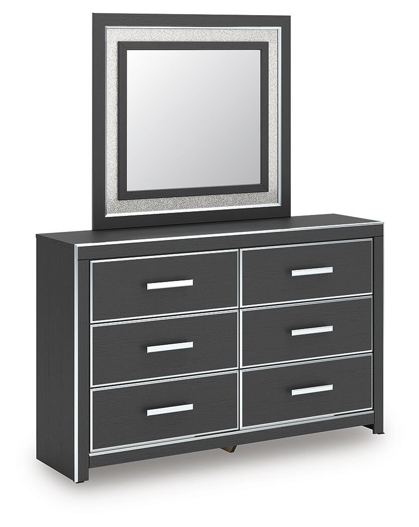 Zuraleus Queen Upholstered Panel Platform Bed, Dresser and Mirror (PCB3380-SI) - Image 3