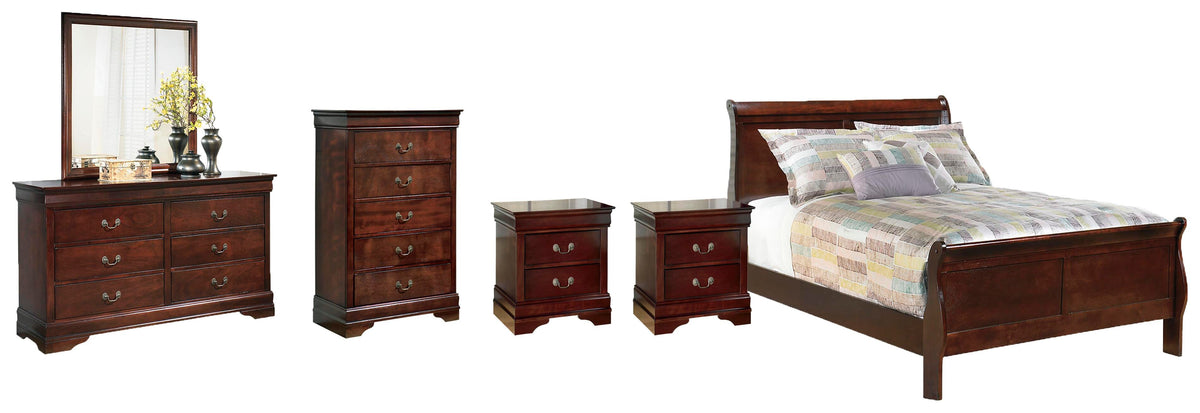 Alisdair Sleigh Bed, Dresser, Mirror, Chest and 2 Nightstands (B376-SI)