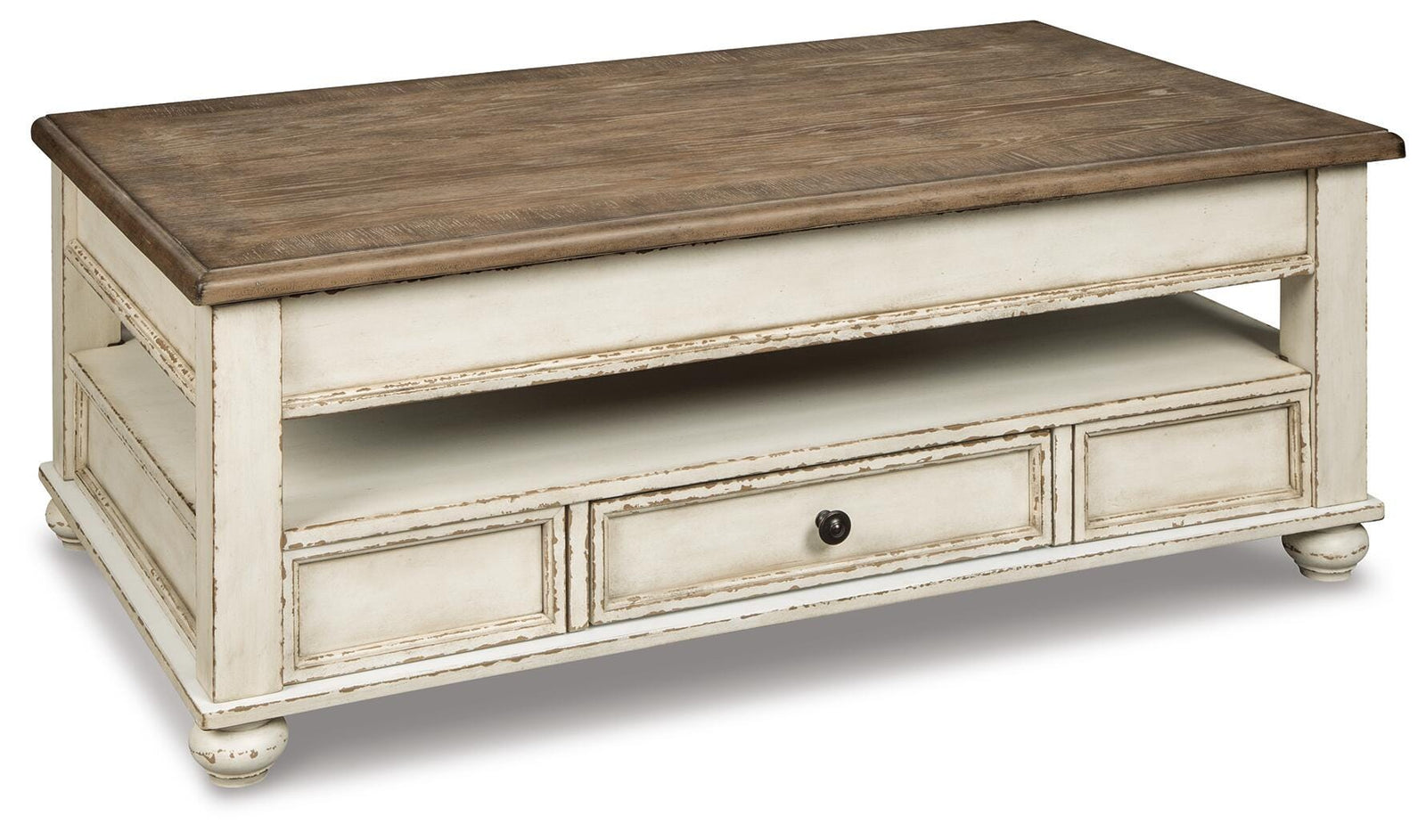 Realyn Coffee Table with Lift Top - White/Brown  (T523-SI)