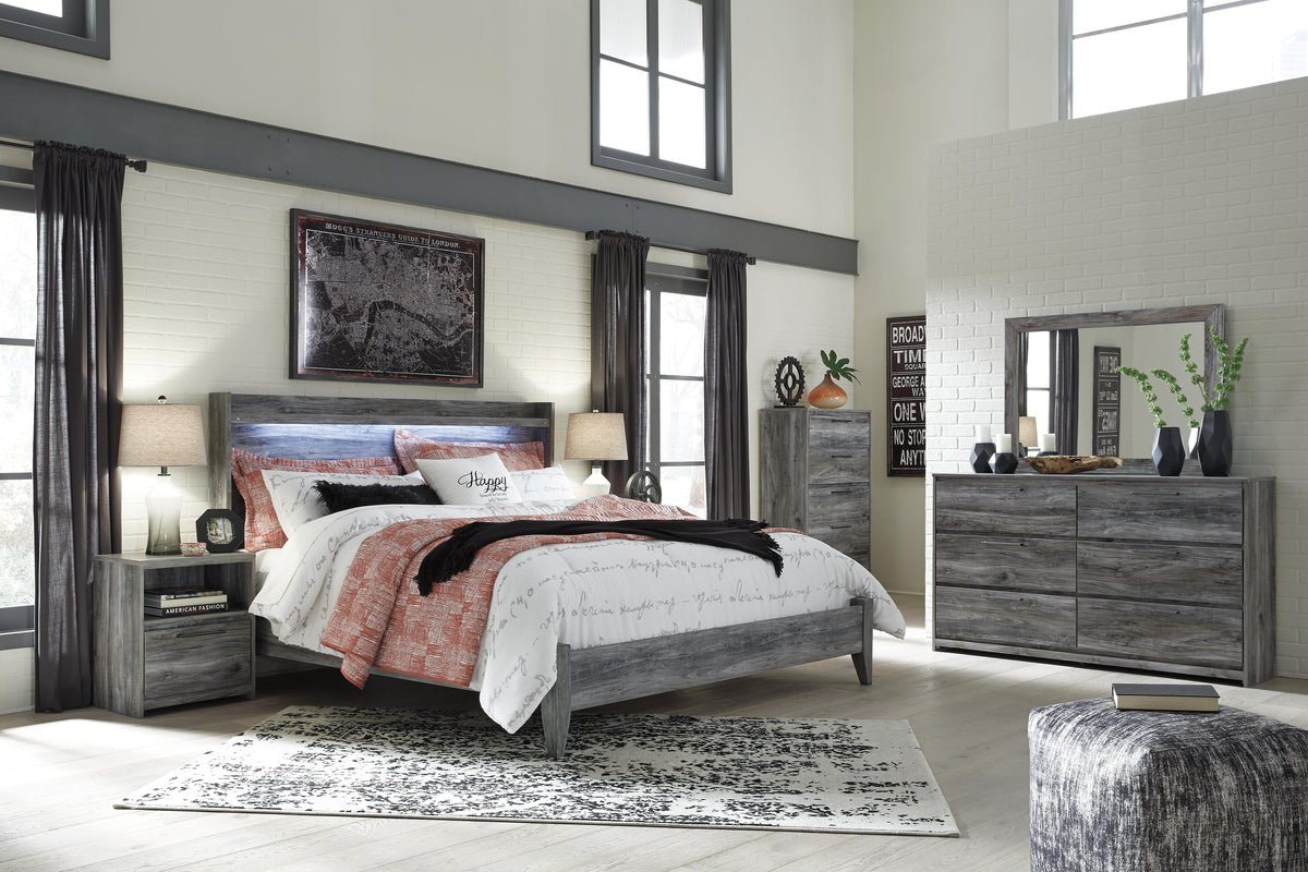 Baystorm Panel Bed, Dresser, Mirror, Chest and 2 Nightstands - Gray  (B221-SI) - Image 14