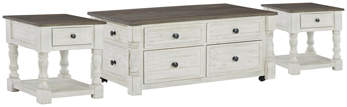 Havalance Lift Top Coffee Table and 2 End Tables - White/Gray  (T994-SI)