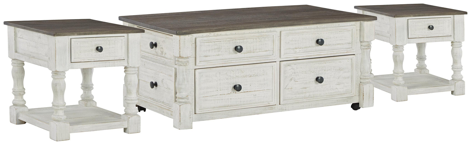 Havalance Lift Top Coffee Table and 2 End Tables - White/Gray  (T994-SI)