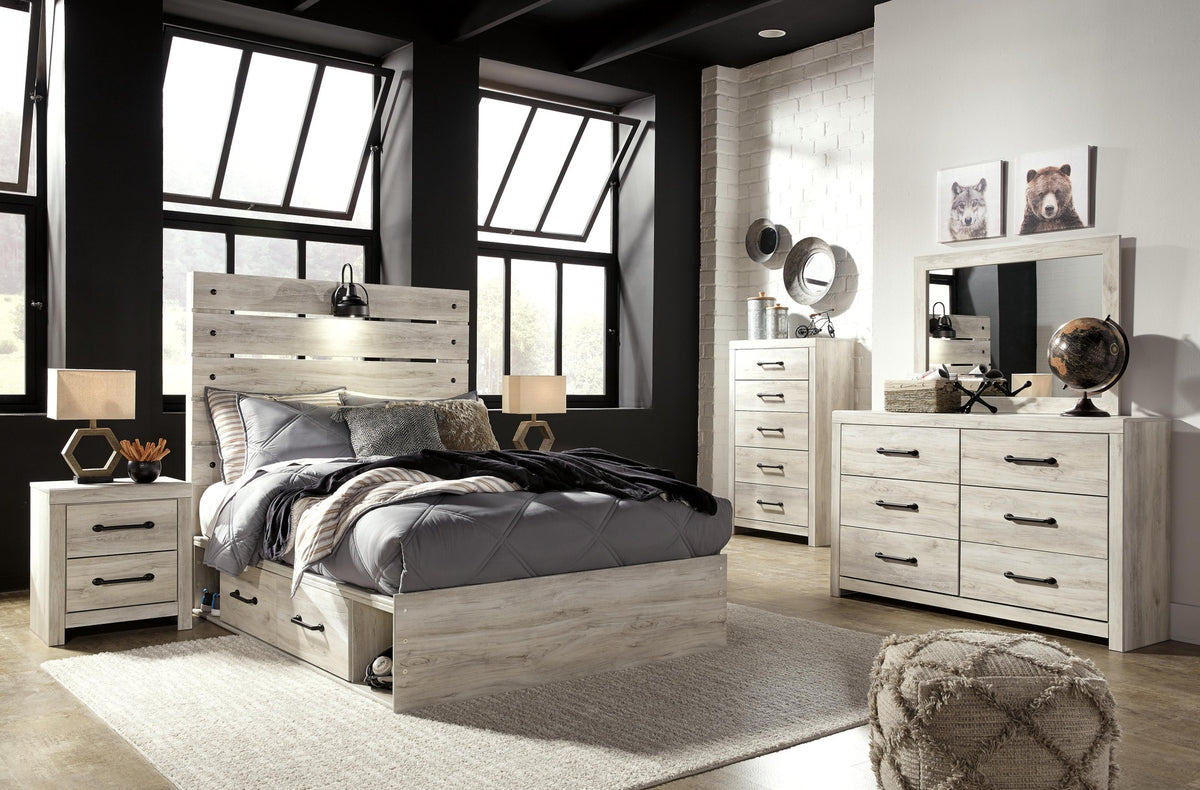 Cambeck Panel Bed with 4 Storage Drawers (Youth) - Whitewash  (B192-SI) - Image 6
