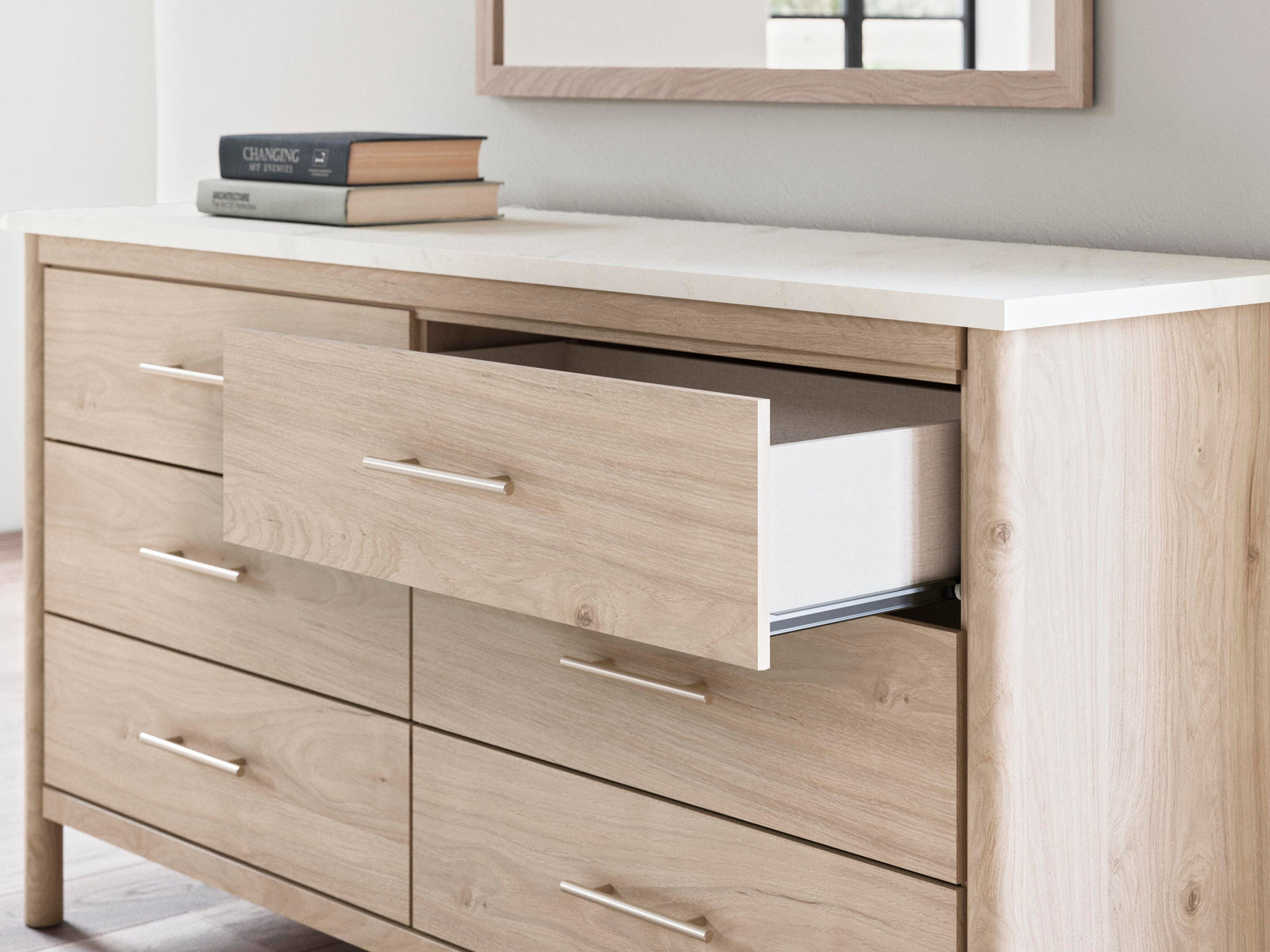 Cadmori Upholstered Panel Bed, Dresser and Mirror (B2615-SI) - Image 18