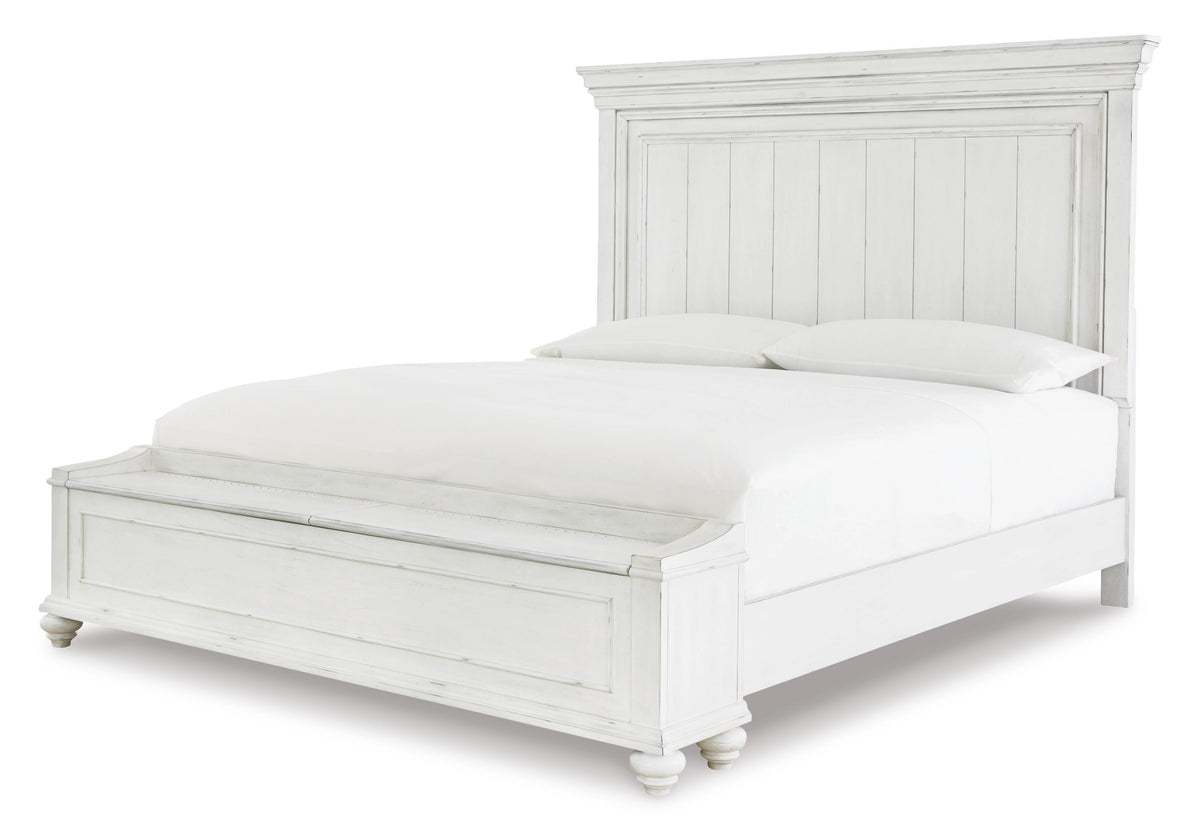 Kanwyn Panel Bed with Storage, Dresser and Mirror - Whitewash  (B777-SI) - Image 4
