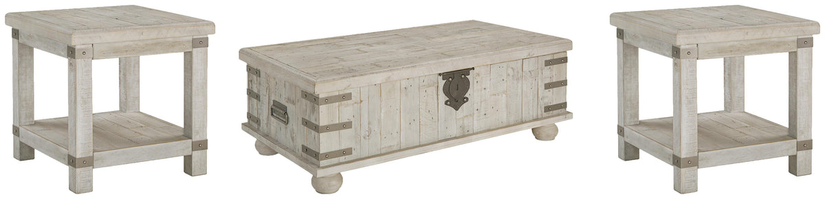 Carynhurst Coffee Table and 2 End Tables - White Wash Gray  (T757-SI)
