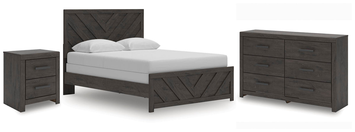 Prendonea Panel Bed, Dresser and Nightstand (B3789-SI)