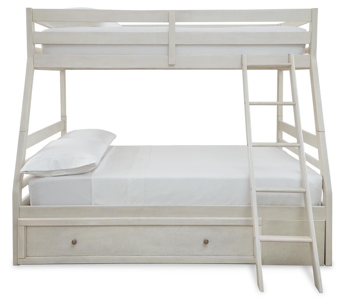 Robbinsdale Twin over Full with Storage and Mattresses - Antique White  (B742-SI) - Image 2