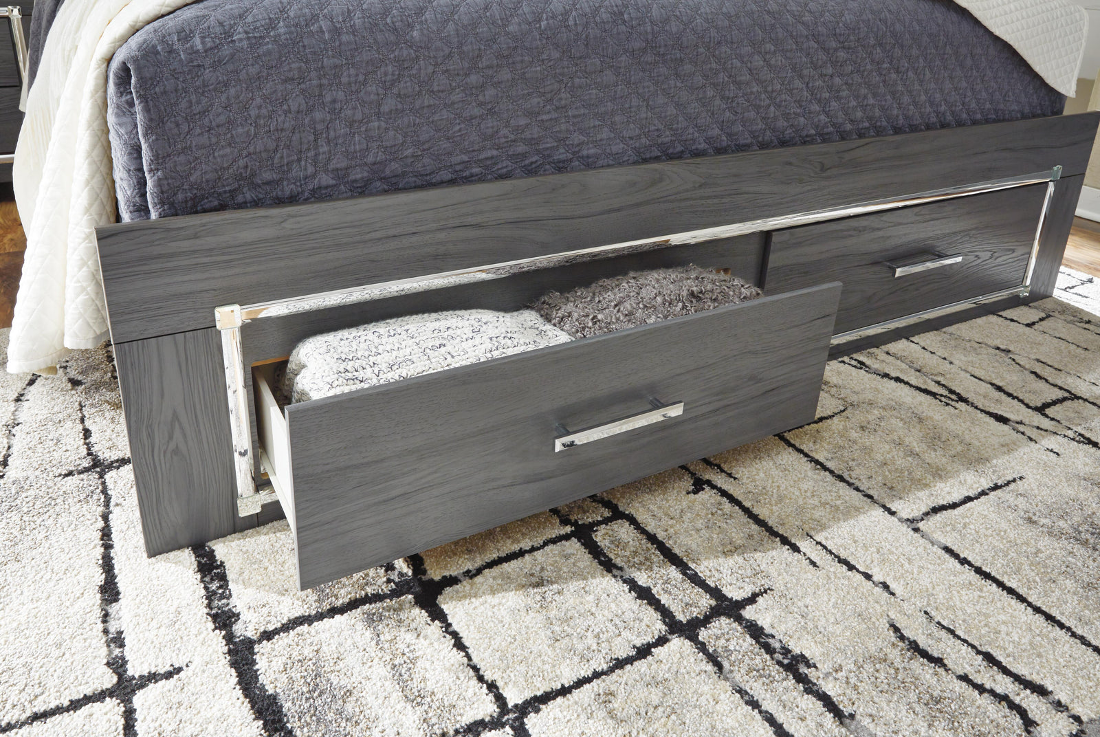 Lodanna Panel Bed with 2 Storage Drawers - Gray  (B214-SI) - Image 7