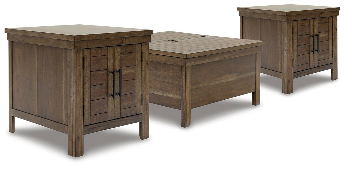 Moriville Lift-top Coffee Table and 2 End Tables - Grayish Brown  (T731-SI)