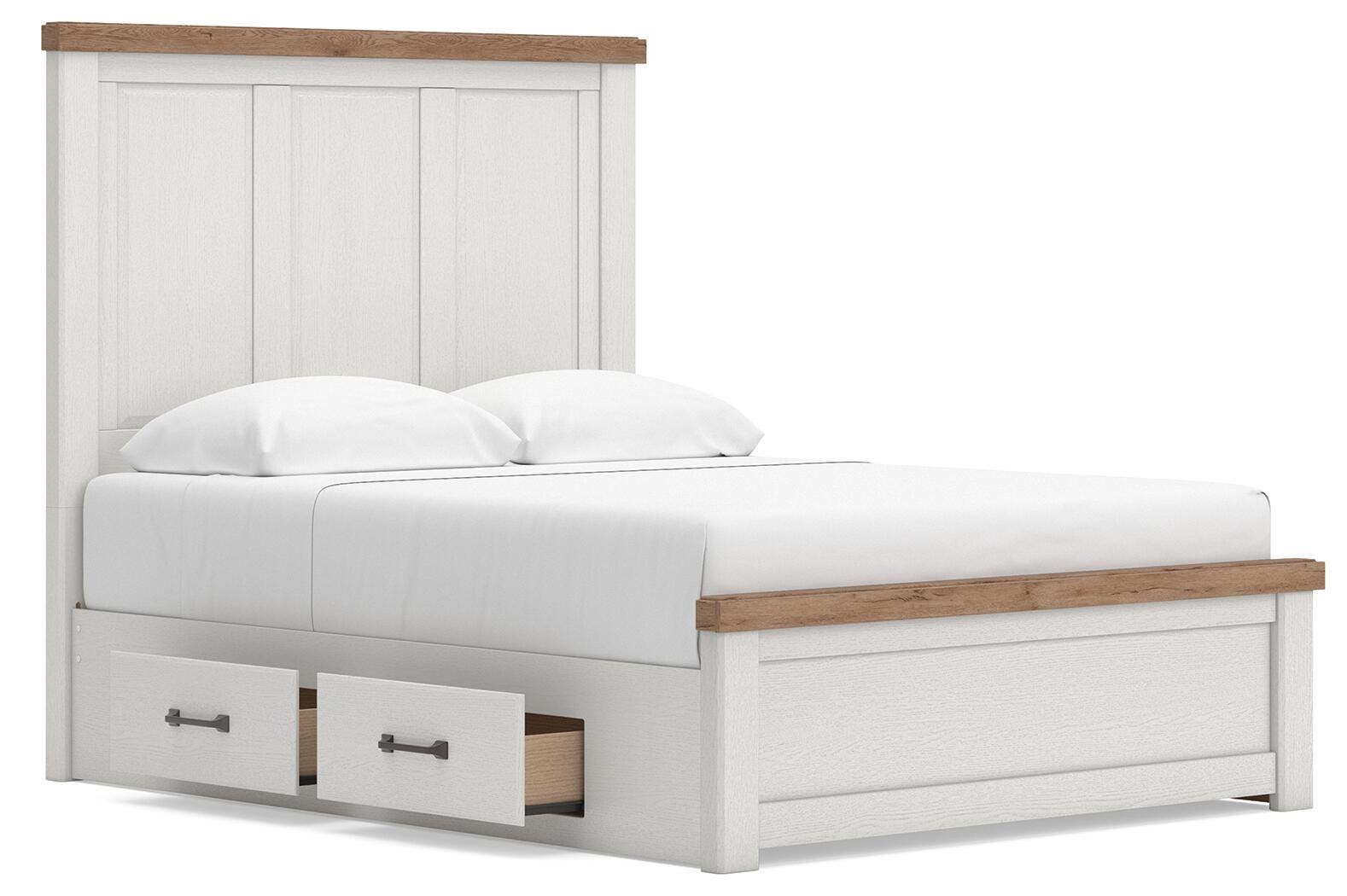 Savonport Panel Bed with Storage - White/Brown  (B4615-SI) - Image 3