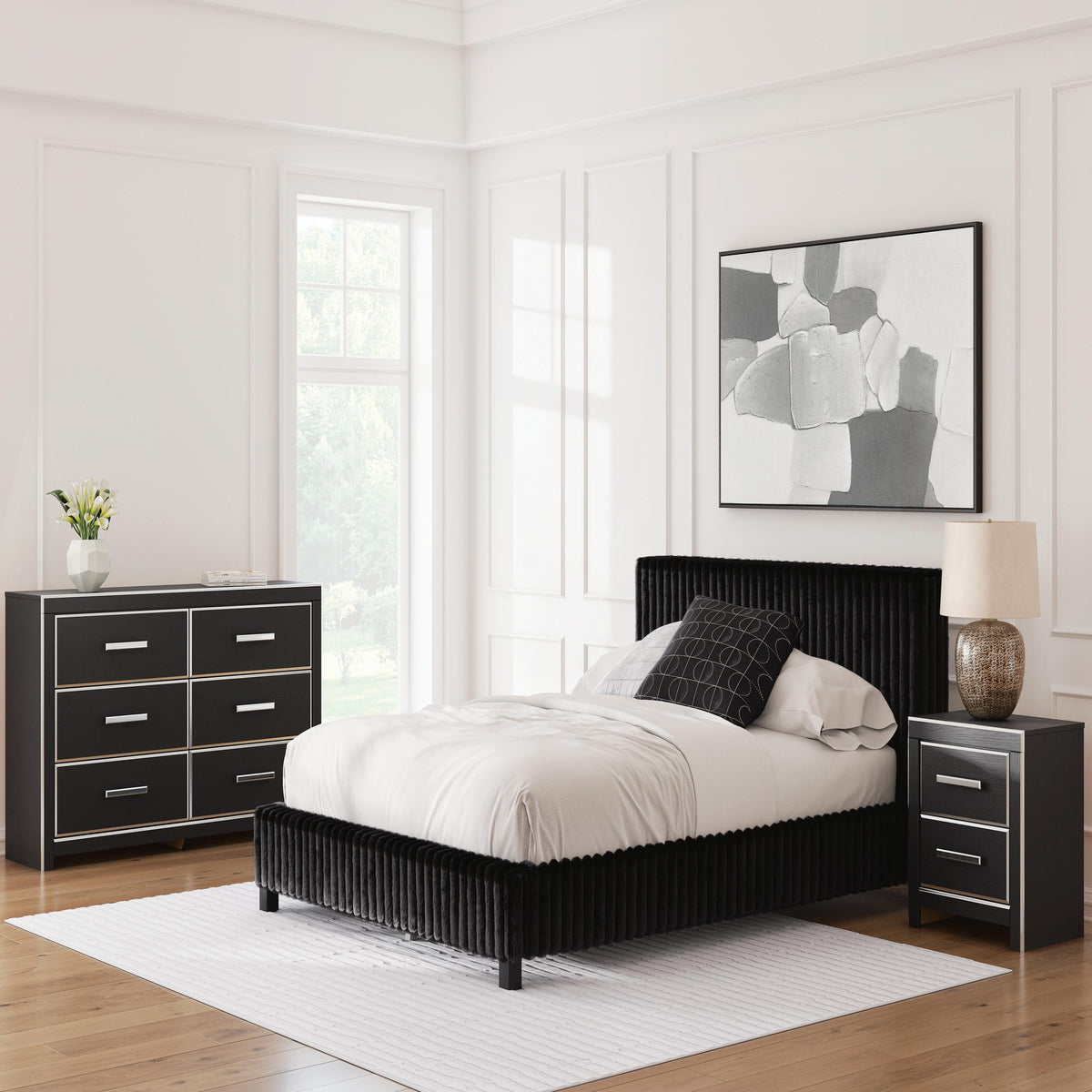 Zuraleus Queen Upholstered Bed, Dresser and Nightstand (PCB3380-SI) - Image 25