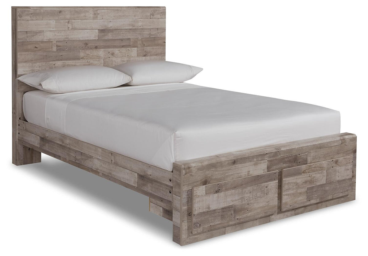 Effie Panel Bed with 2 Storage Drawers (Youth) - Whitewash  (B255-SI)