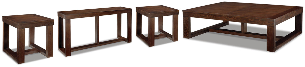 Watson Coffee Table and 2 End Tables with Console - Dark Brown  (T481-SI)