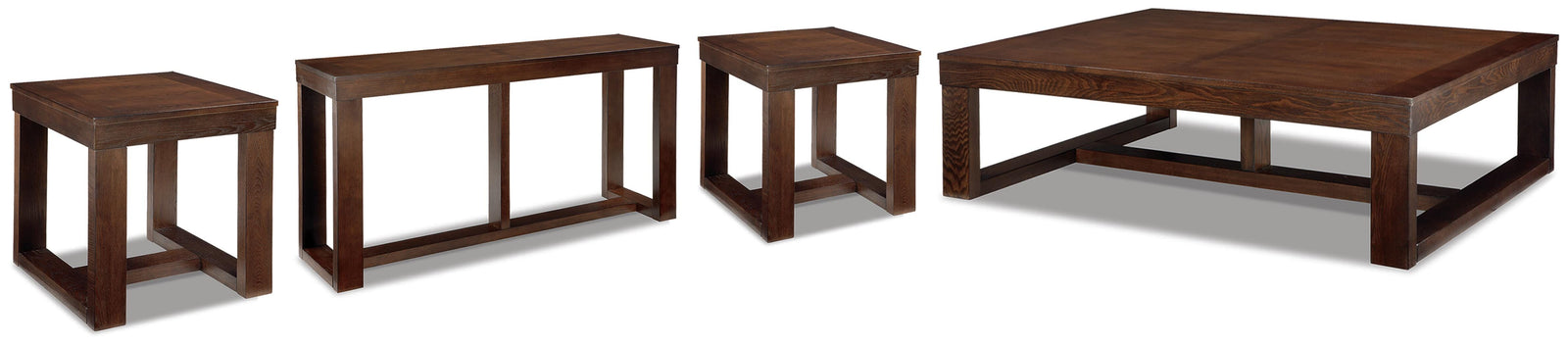 Watson Coffee Table and 2 End Tables with Console - Dark Brown  (T481-SI)