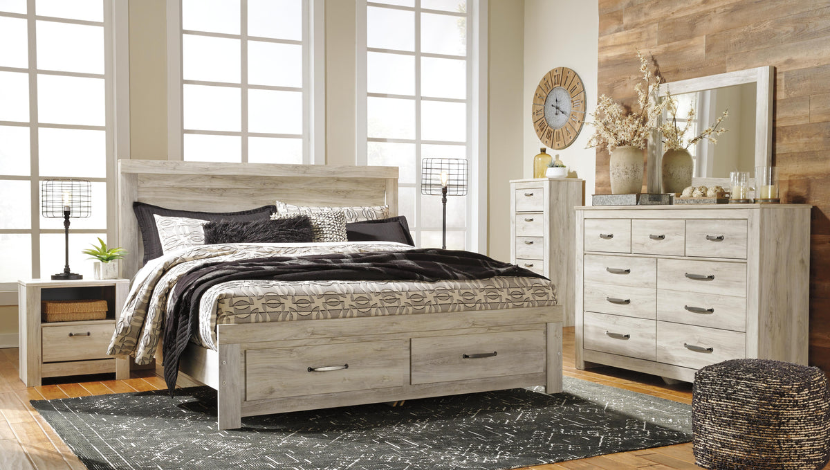 Bellaby Platform Bed with 2 Storage Drawers - Whitewash  (B331-SI) - Image 2