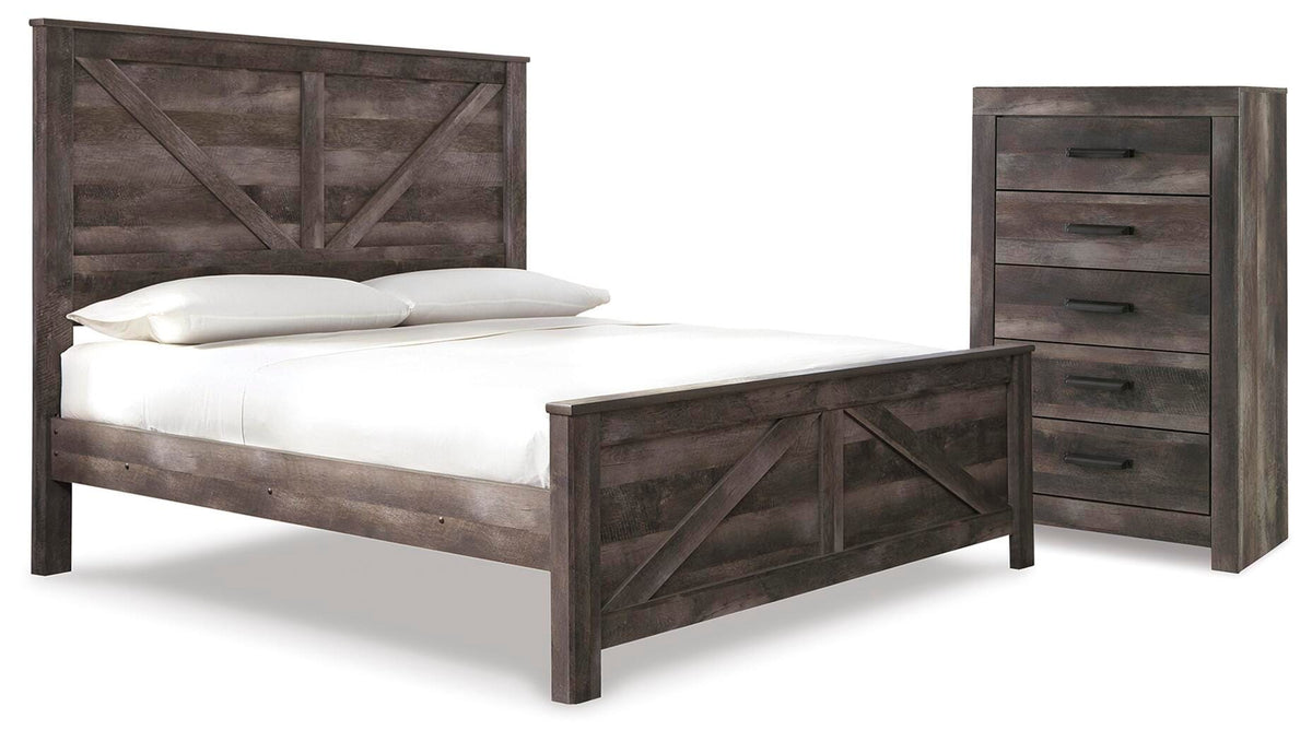 Wynnlow Crossbuck Panel Bed and Chest - Gray  (B440-SI)