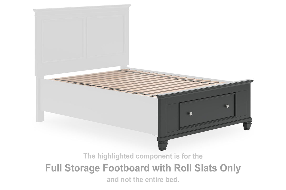 Lanolee Storage Footboard with Roll Slats (Youth) - Black  (B687-SI)