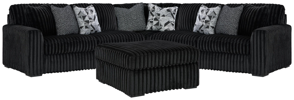 Midnight-Madness 3-Piece Sectional and Oversized Ottoman (98103-SI)