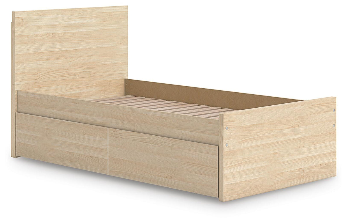 Onita Panel Platform Bed with 1 Side Storage (Youth) - Natural  (EB9632-SI) - Image 3
