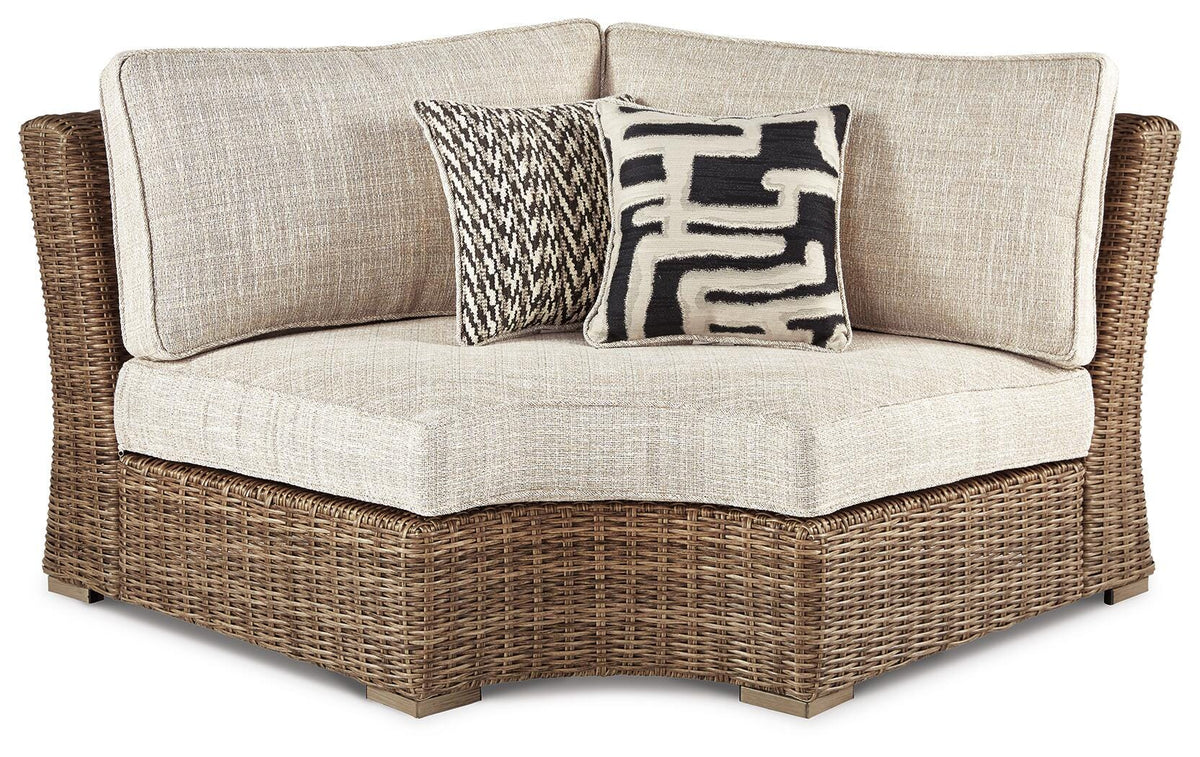 Beachcroft 4-Piece Outdoor Sectional, 2 Arm Chairs, Lounge Chair and Bench (P791-SI) - Image 15