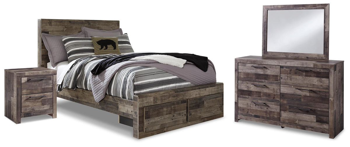 Derekson Panel Storage Bed, Dresser, Mirror and Nightstand - Multi Gray  (B200-SI)