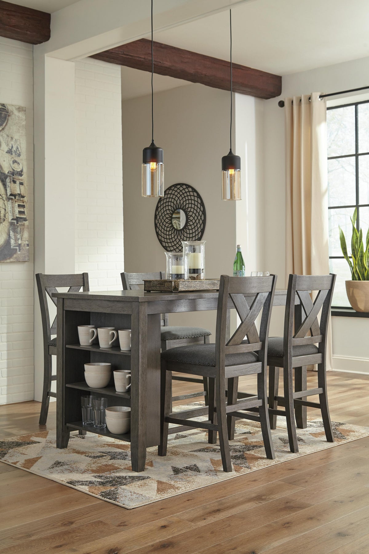 Caitbrook Counter Height Dining Table and 4 Barstools (D388-SI) - Image 3