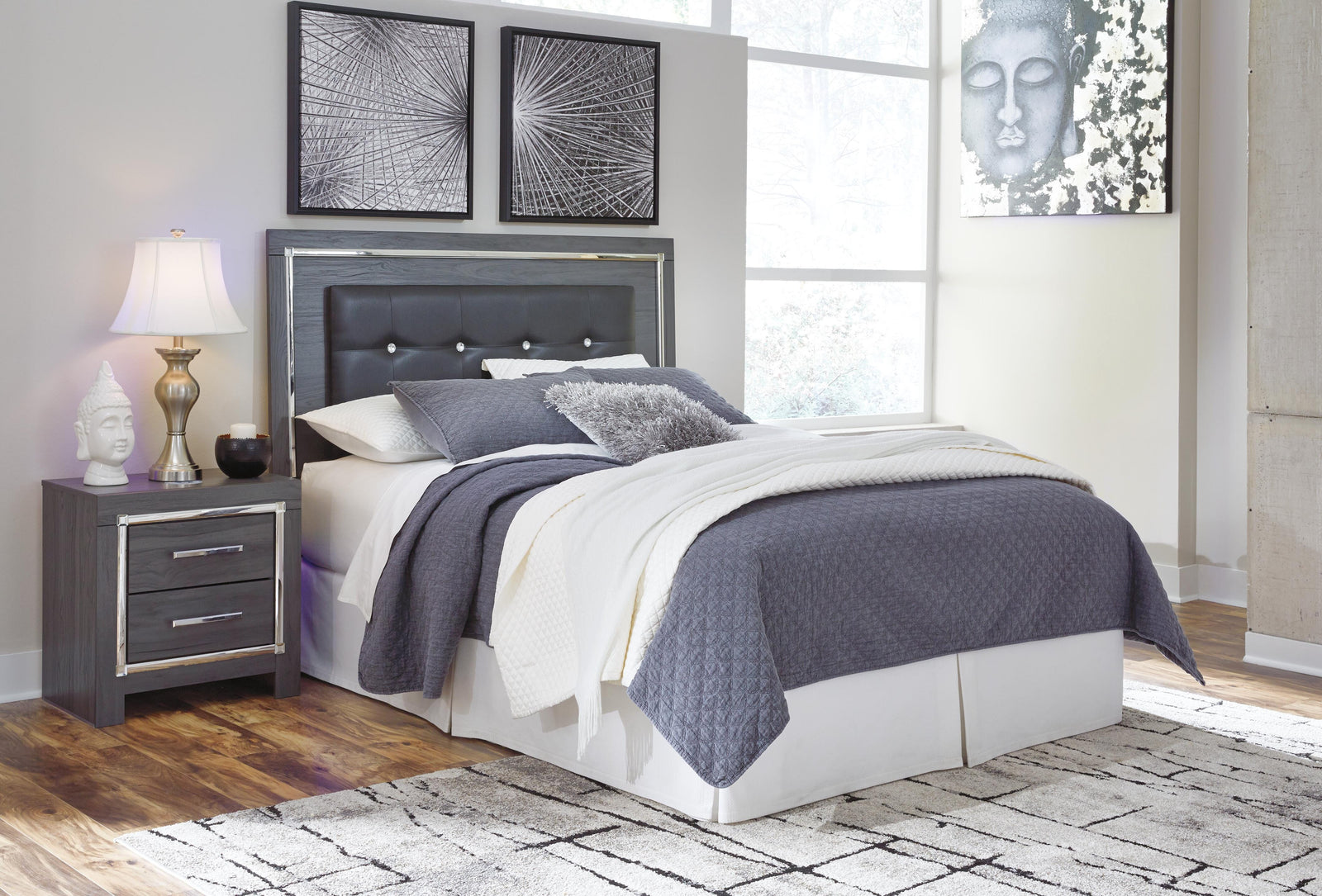 Lodanna Upholstered Panel Headboard - Gray  (B214-SI)